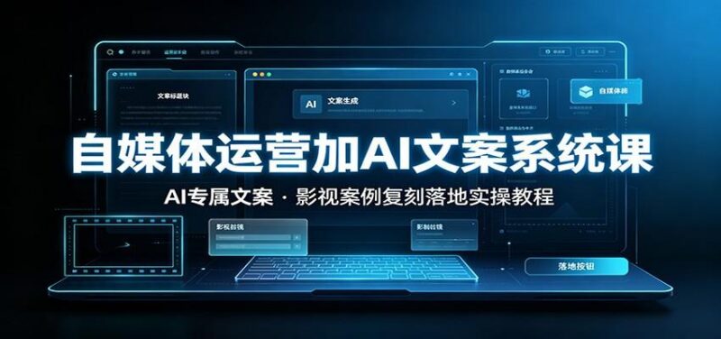 自媒体运营加AI文案系统课::AI专属文案,影视案例复刻落地实操教程 三零资源-三零资源