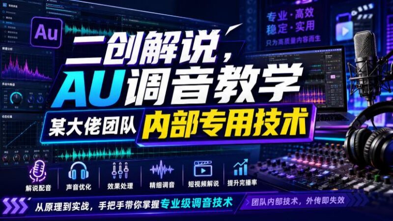 二创解说AU调音教学，某大佬团队内部专用技术-三零资源
