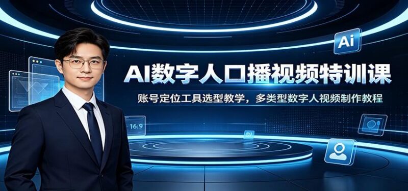 AI数字人口播视频特训课：账号定位工具选型教学，多类型数字人视频制作教程-三零资源