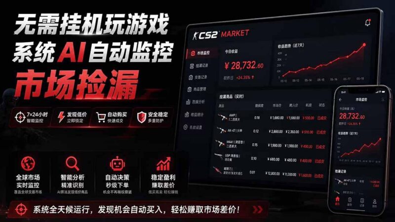 系统AI自动监控市场捡漏,不用玩游戏|只需要一部手机|支持任何形式数据验证-三零资源