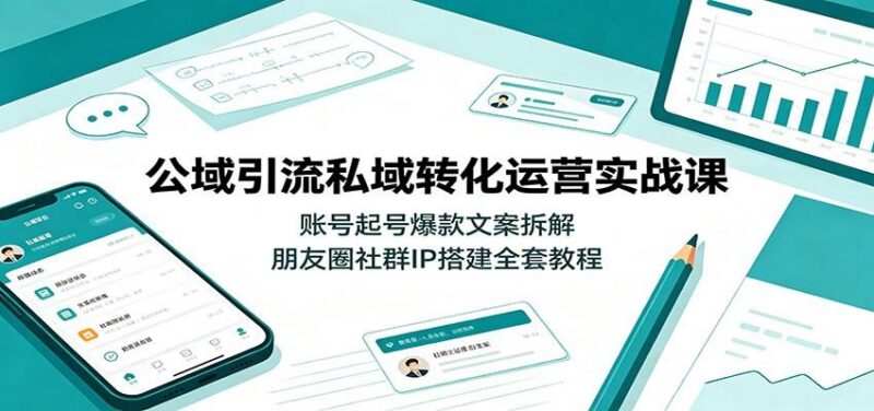 公域引流私域转化运营实战课:账号起号爆款文案拆解,朋友圈社群IP搭建全套教程-三零资源