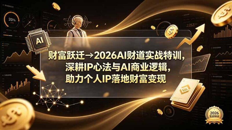 财富跃迁→2026AI财道实战特训，深耕IP心法与AI商业逻辑，助力个人IP落地财富变现-三零资源