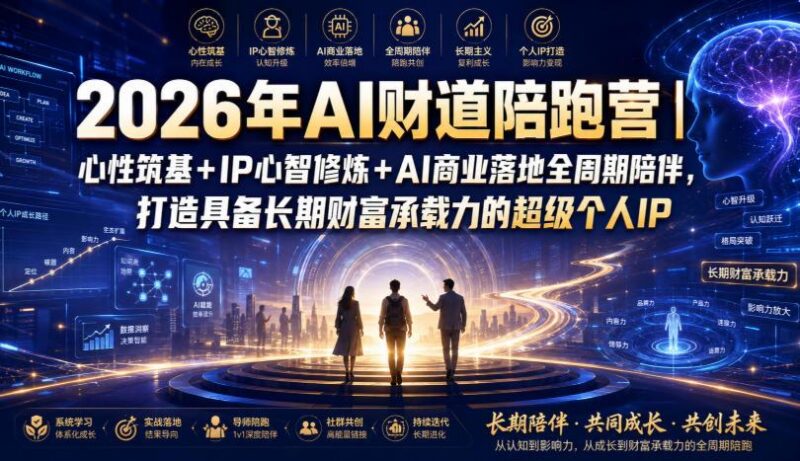 2026年AI财道陪跑营｜心性筑基+IP心智修炼+AI商业落地全周期陪伴，打造具备长期财富承载力的超级个人IP-三零资源