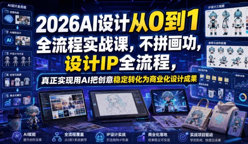2026AI设计从0到1全流程实战课，不拼画功，设计IP全流程，真正实现用AI把创意稳定转化为商业化设计成果-三零资源
