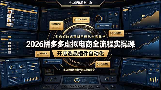 2026拼多多虚拟电商全流程实操课,开店选品插件自动化,多店矩阵运营新手避坑全套教学-三零资源