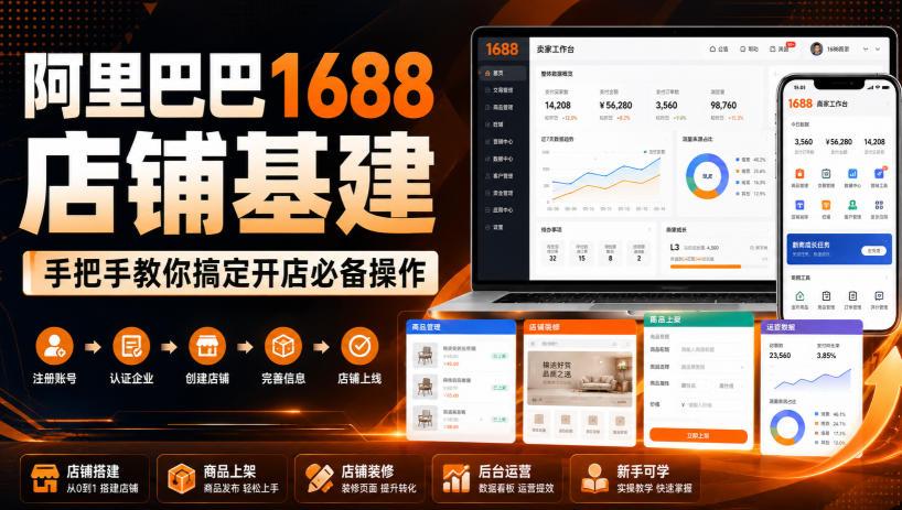 阿里巴巴1688店铺基建,手把手教你搞定开店必备操作(更新8月) 图1