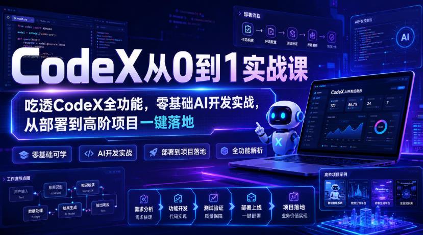 CodeX从0到1实战课,吃透CodeX全功能,零基础AI开发实战,从部署到高阶项目一键落地 图1