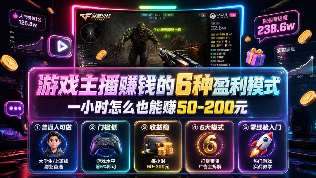 付费文章:游戏主播赚钱的6种盈利模式,一小时怎么也能赚50-200元 图1