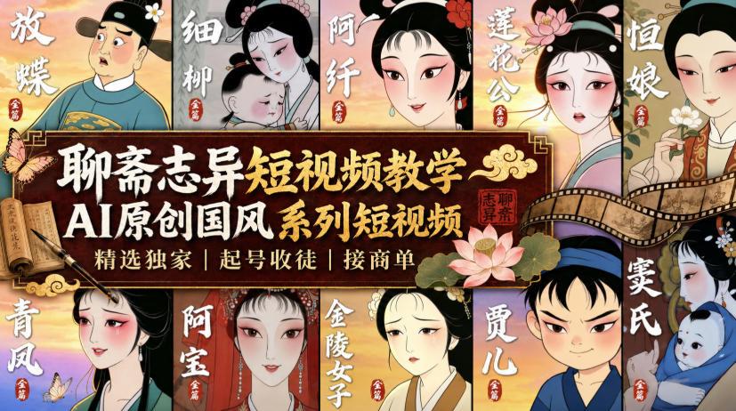 聊斋志异短视频教学,AI原创国风系列短视频,精选独家丨起号收徒丨接商单 图1