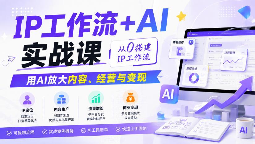 IP工作流+AI实战课,从0搭建IP工作流,用AI放大内容、经营与变现 图1