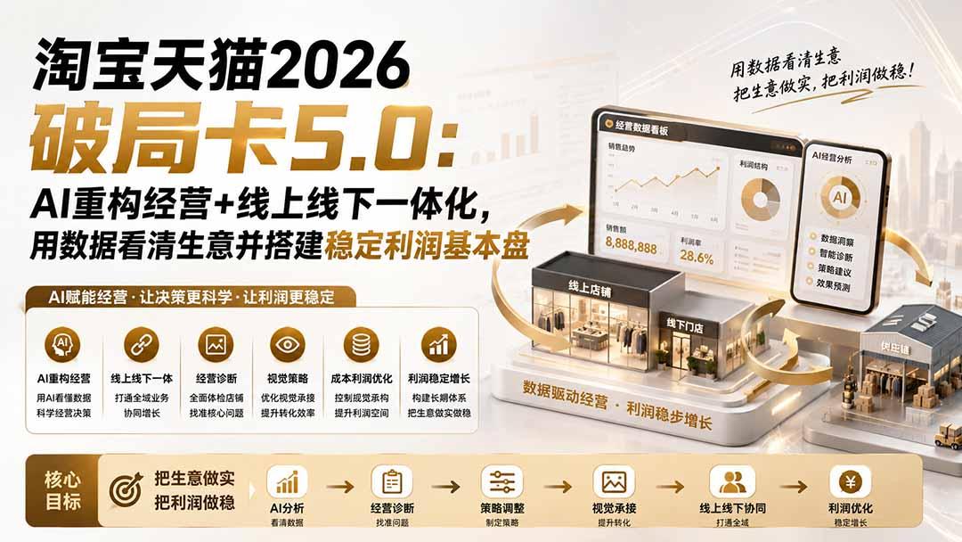 淘宝天猫2026破局卡5.0:AI重构经营+线上线下一体化,用数据看清生意并搭建稳定利润基本盘 图1