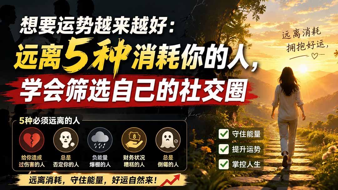 付费文章：想要运势越来越好：远离5种消耗你的人，学会筛选自己的社交圈 图1