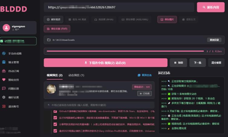 哔哩哔哩b站视频最新下载工具，支持合集下载，字幕、声音下载，BLDDD 图1
