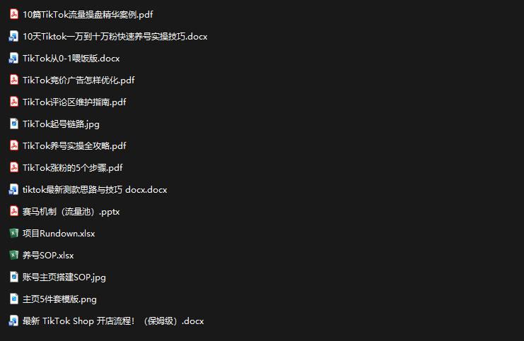 TikTok从0-1实操资料包：养号SOP+爆款公式+投流手册 图1