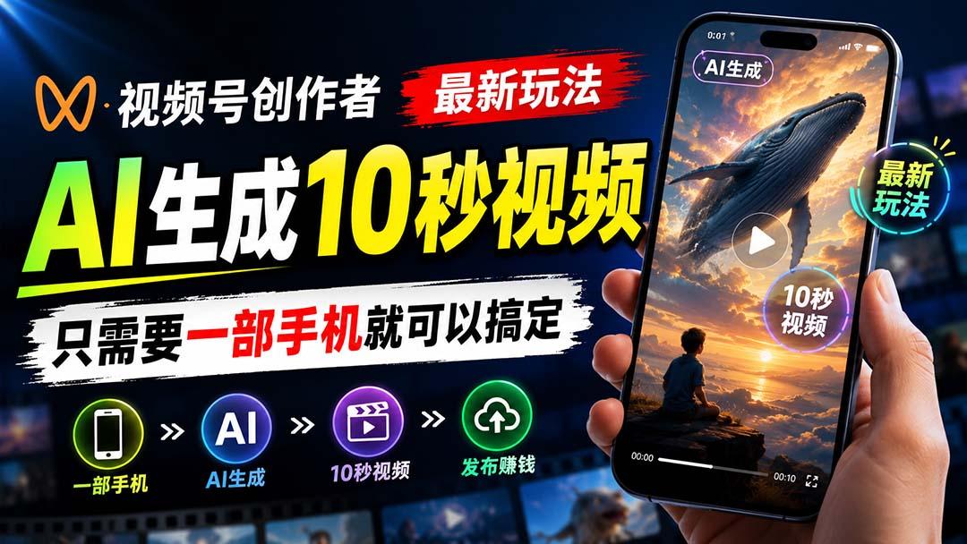视频号创作者最新玩法，AI生成10秒视频，只需要一部手机就可以搞定 图1