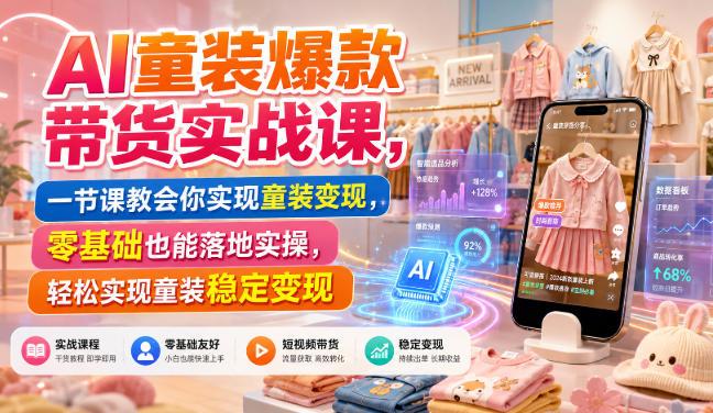 AI童装爆款带货实战课,一节课教会你实现童装变现,零基础也能落地实操 图1