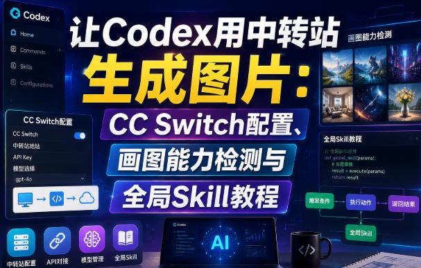 让Codex用中转站生成图片:CC Switch配置、画图能力检测与全局Skill教程 图1
