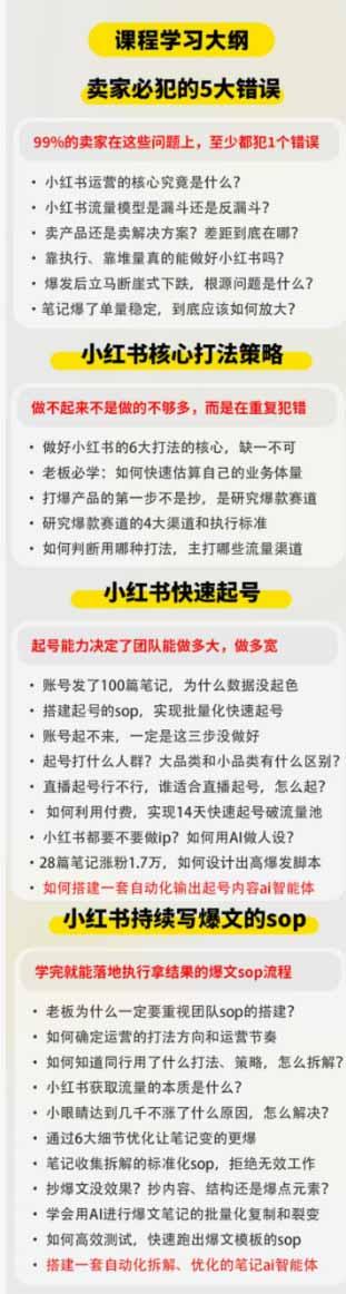 小红书高利润AI经营课2026年7.18-20:起号+爆文+付费+达人+私域,利用AI与SOP实现团队人效翻倍增长 图2