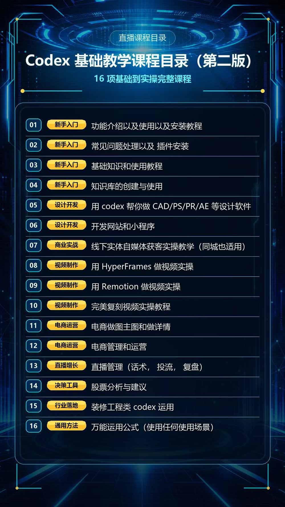 Codex全场景系统实操课-第2期:从安装插件、知识库到设计视频、电商直播与网站开发,掌握AI真实业务落地完整流程 图3