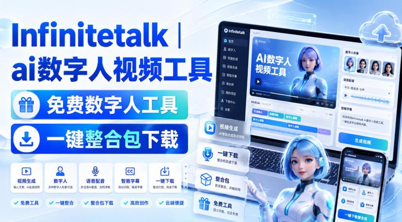 Infinitetalk丨ai数字人视频工具，免费数字人工具，一键整合包下载