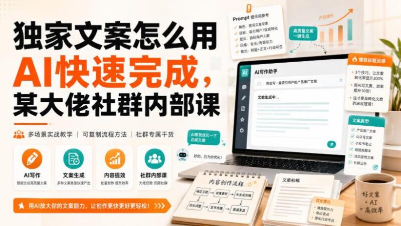 独家文案怎么用AI快速完成，某大佬社群内部课 三零资源-三零资源