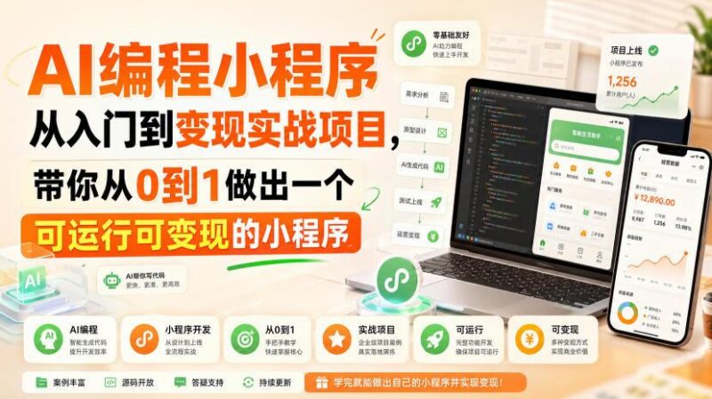 AI编程小程序从入门到变现实战项目,带你从0到1做出一个可运行可变现的小程序 三零资源-三零资源