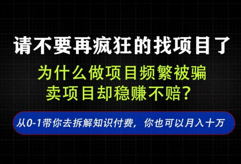 找项目?别傻了!卖项目才是真的一本万利!看完你全都懂了【揭秘】 三零资源-三零资源