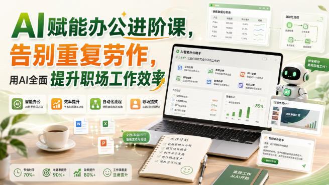 AI赋能办公进阶课,告别重复劳作,用AI全面提升职场工作效率-三零资源