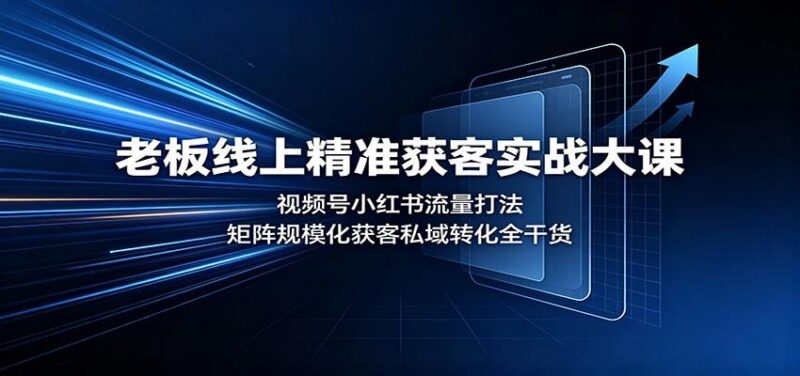 老板线上精准获客实战大课:视频号小红书流量打法,矩阵规模化获客私域转化全干货-三零资源