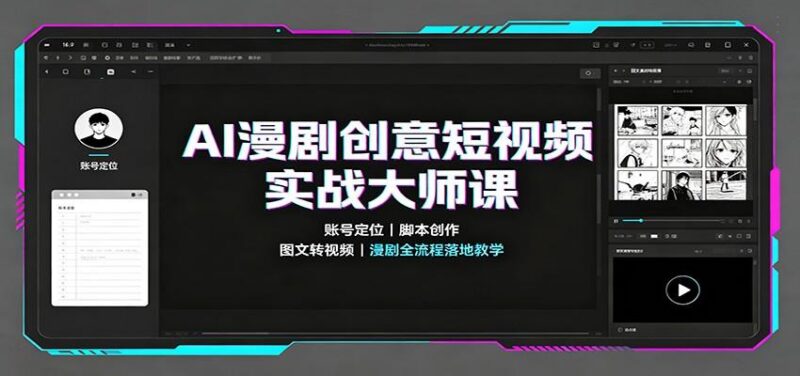 AI漫剧创意短视频实战大师课：账号定位脚本创作，图文转视频，漫剧全流程落地教学-三零资源