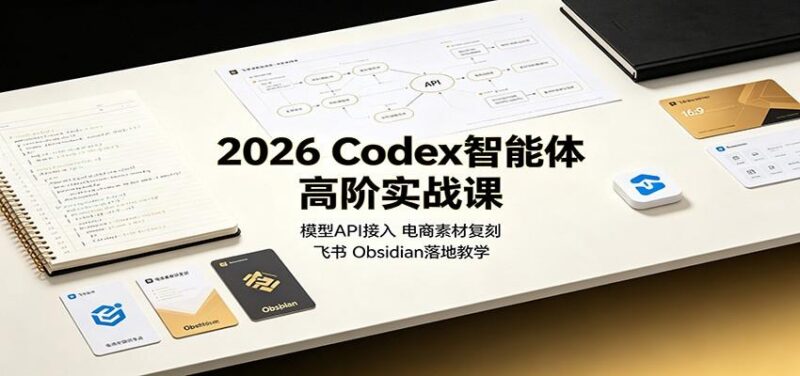 2026 Codex智能体高阶实战课：模型API接入，电商素材复刻，飞书Obsidian落地教学-三零资源