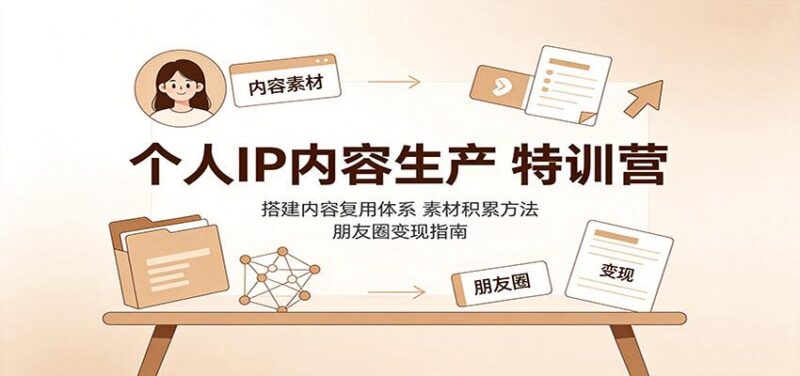 个人IP内容生产特训营：搭建内容复用体系，素材积累方法，朋友圈变现指南 三零资源-三零资源