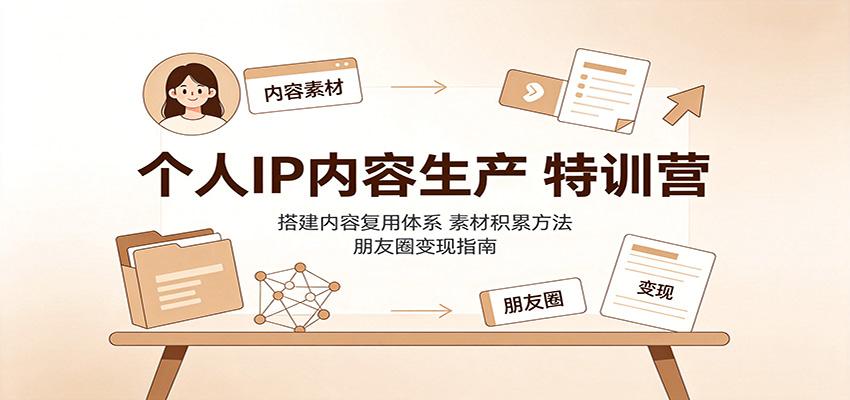 个人IP内容生产特训营：搭建内容复用体系，素材积累方法，朋友圈变现指南