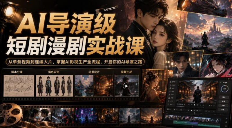 AI导演级短剧漫剧实战课,从单条视频到连续大片,掌握AI影视生产全流程,开启你的AI导演之路! 三零资源-三零资源