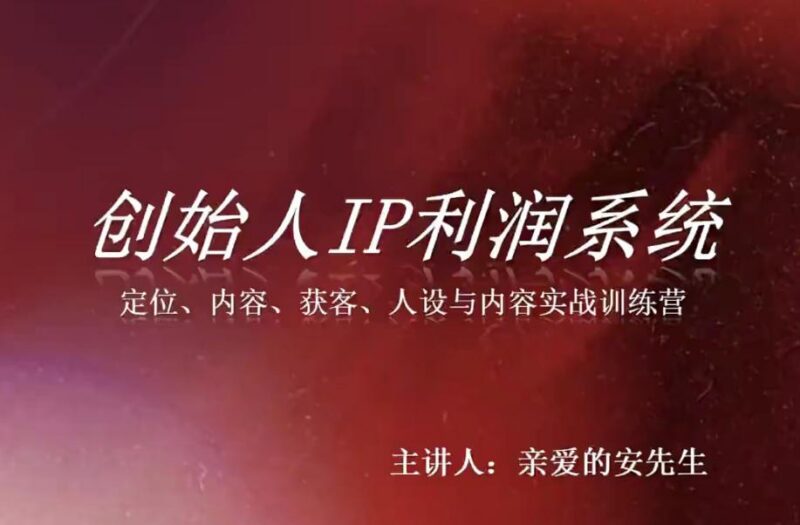 创始人IP利润系统8月训练营,定位、内容、获客、人设与内容实战训练营-三零资源