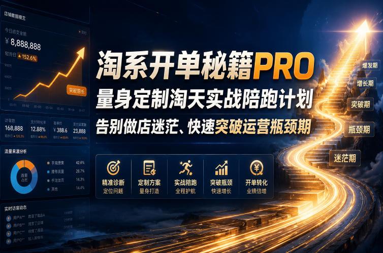 淘系开单秘籍PRO，量身定制淘天实战陪跑计划，告别做店迷茫、快速突破运营瓶颈期(更新260823)-三零资源