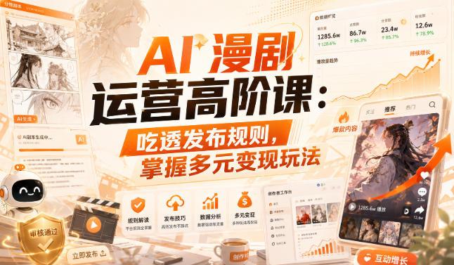 AI漫剧运营高阶课：吃透发布规则，掌握多元变现玩法-三零资源