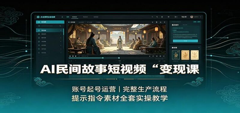 AI民间故事短视频变现课:账号起号运营,完整生产流程,提示指令素材全套实操教学 三零资源-三零资源