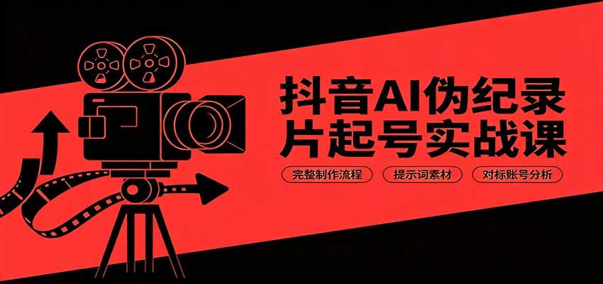抖音AI伪纪录片起号实战课:完整制作流程,提示词素材,对标账号分析