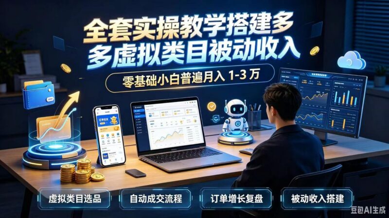 全套实操教学搭建多多虚拟类目被动收入,零基础小白普遍月入 1-3 万-三零资源