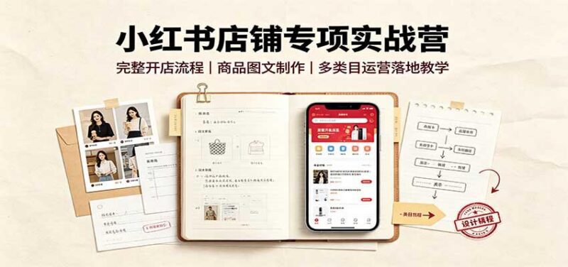 小红书店铺专项实战营:完整开店流程,商品图文制作,多类目运营落地教学-三零资源