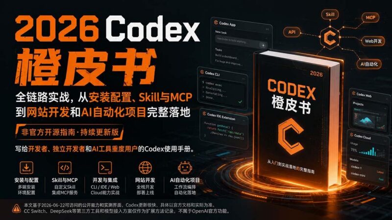 2026Codex橙皮书:全链路实战,从安装配置、Skill与MCP到网站开发和AI自动化项目完整落地-三零资源