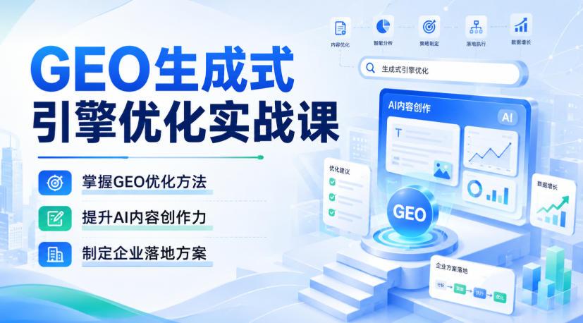 GEO生成式引擎优化实战课,掌握GEO优化方法,提升AI内容创作力,制定企业落地方案