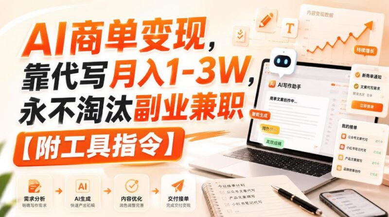 AI商单变现，靠代写月入1-3W，永不淘汰副业兼职【附工具指令】【揭秘】-三零资源