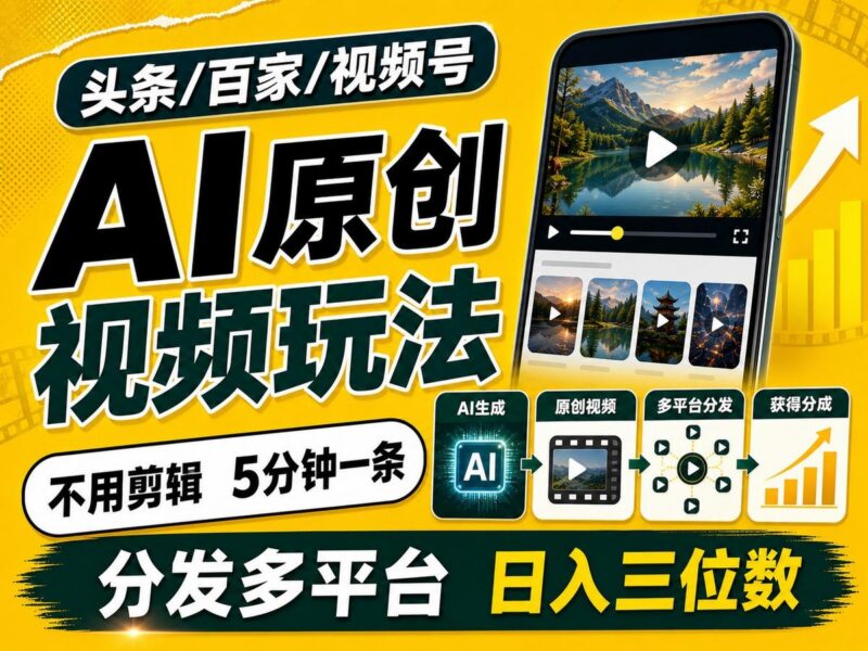 2026头条百家号升级玩法 5分钟一条原创视频 发多平台赚收-三零资源