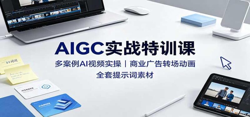 AIGC实战特训课:多案例AI视频实操,商业广告转场动画,全套提示词素材-三零资源