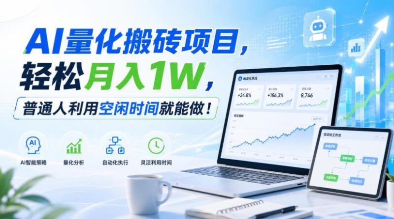 AI量化搬砖项目,轻松月入1W,普通人利用空闲时间就能做!【揭秘】-三零资源