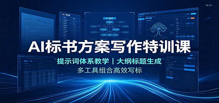 AI标书方案写作特训课：提示词体系教学，大纲标题生成，多工具组合高效写标