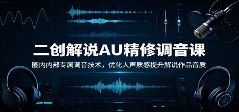 二创解说AU精修调音课:圈内内部专属调音技术,优化人声质感提升解说作品音质-三零资源