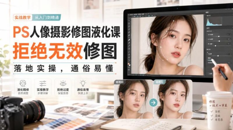 PS人像摄影修图液化课,拒绝无效修图,落地实操,通俗易懂 三零资源-三零资源